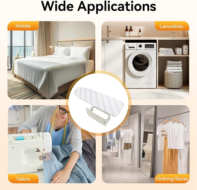 Foldable Cabinet Ironing Board Retractable White Ironing Station | Sturdy Load-Bearing Structure, Adjustable Rotation Design, Easy Install Compact Fold Size fit Wardrobe Drawer Cabinet Use