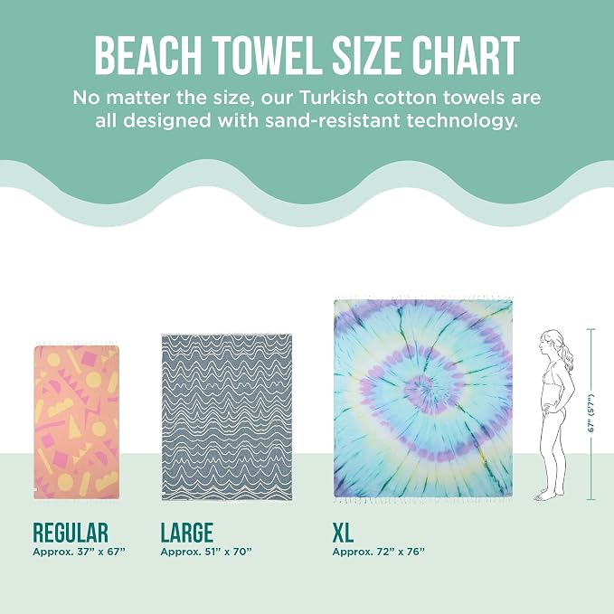 Sand Cloud Turkish Beach Towel - Sand Resistant & Quick Dry Towel | 100% Certified Organic Turkish Towel - Bath Towel or Beach Blanket for Picnic - As Seen on Shark Tank - Gocek (Beige)