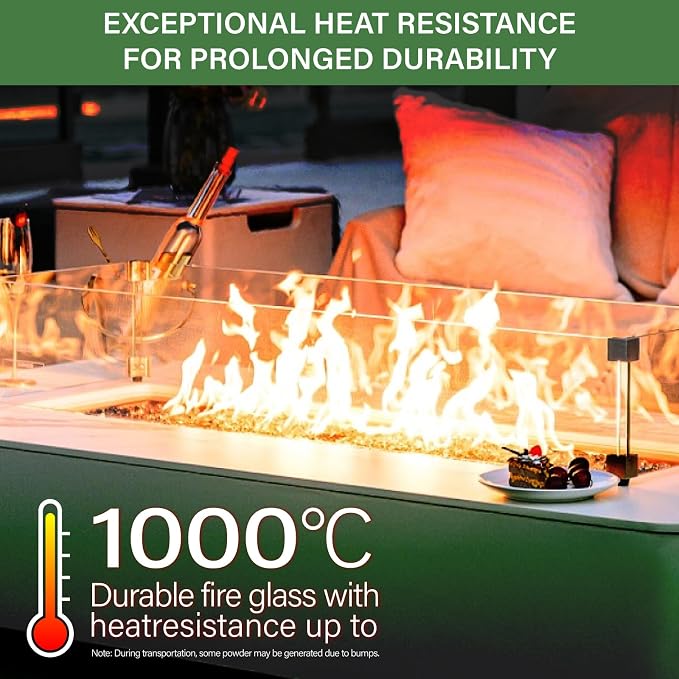 NUPICK 5 Pound Fire Glass, 1/4 Inch Reflective Fire Pit Glass | Tempered Fire Pit Rocks for Propane or Natural Gas, Glass Rocks for Fire Pit Table, Fireplace, Fire Bowl, Landscaping, Green