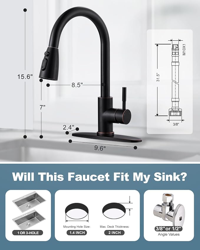 Touchless Kitchen Faucet Stainless Steel: WOWOW Smart Motion Sensor Kitchen Sink Faucet with Sprayer, Automatic Hand-Free Oil Rubbed Bronze Kitchen Faucet for Sink 1 or 3 Hole