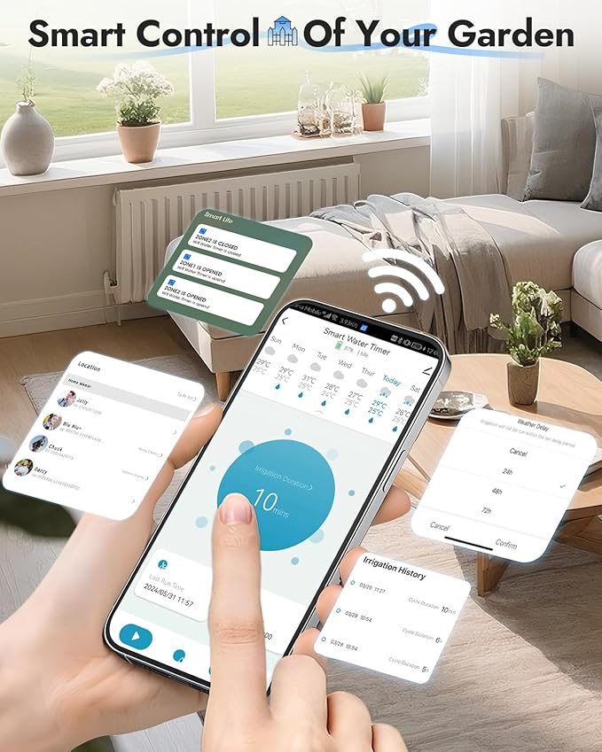 Insoma 1 Zone WiFi Water Timer with Brass Inlet, Smart Hose Timers with Hub Support 2.4GHz WiFi & Bluetooth, APP & Voice Control, Irrigation Timers with Rain Delay & Manual Watering for Yard, Lawn