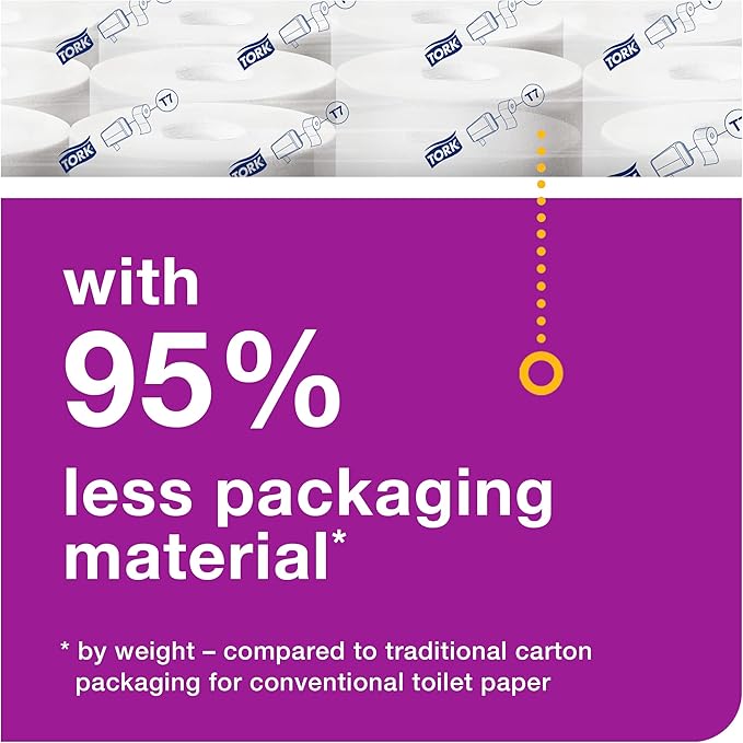 Tork Coreless High-Capacity Toilet Paper Roll White T7, Advanced, 2-Ply, 12 x 1000 sheets, 472881