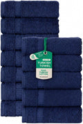 SALBAKOS 12-Piece 100% Turkish Cotton Washcloths and Face Towels, Navy | 13x13 in Standard Size Small Towel, Multi-use Bathroom & Kitchen, Thick Super Soft Absorbent Durable, Oeko-Tex Made in Turkey