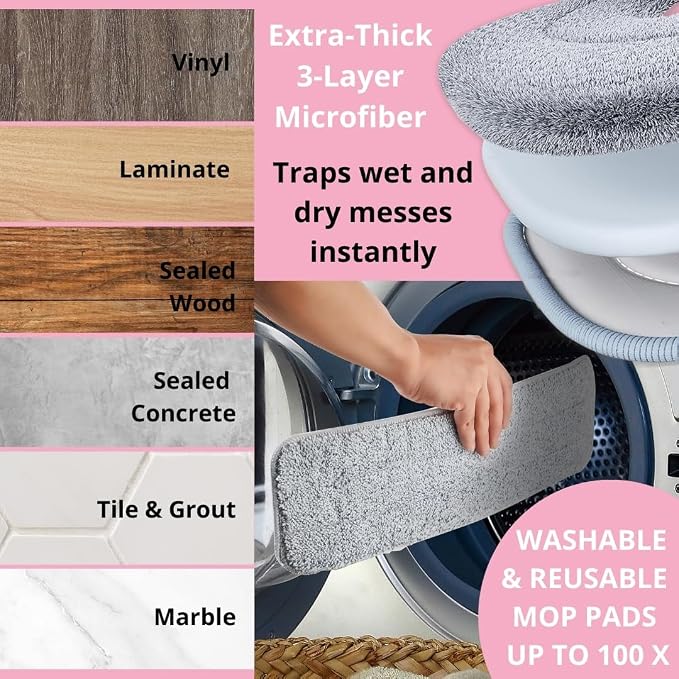 Heavy Duty Spray Mop for Floor Cleaning, Refillable Water Bottle
