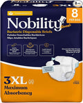 3XL Adult Diapers for Women and Men - 8 Bariatric Disposable Briefs with Tabs and Stretchable Side Panels - Breathable with Maximum Absorbency