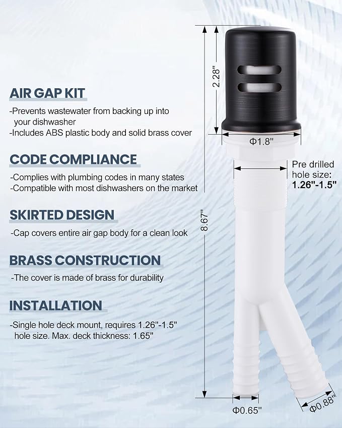 Kitchen Faucet with Air Gap: WOWOW Stainless Steel Kitchen Sink Faucet and Dishwasher Air Gap Kits for Kitchen Sink 2 or 4 Hole, Oil Rubbed Bronze Kitchen Faucet Combo with Sprayer