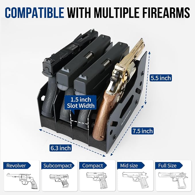 BlackSmith Foam Pistol Rack for Gun Safe Gun Accessories Storage Firearm Handgun Rack Revolver Pistols Holder