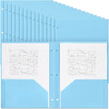 Yeaqee 50 Pcs Plastic Folders with Pockets Bulk 3 Hole Punched 2 Pocket File Folders for 3 Ring Binder Divider Folder for Notebooks, Durable Poly for Office Home (Light Blue)