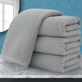 VOOVA & MOVAS Bathroom Hand Towels 4PC, 100% Cotton, 18x28 in, Gray | Thick, Quick Dry, Soft, Absorbent, Grey Towel Gift Set, Ideal For Home, Housewarming, Holiday Present