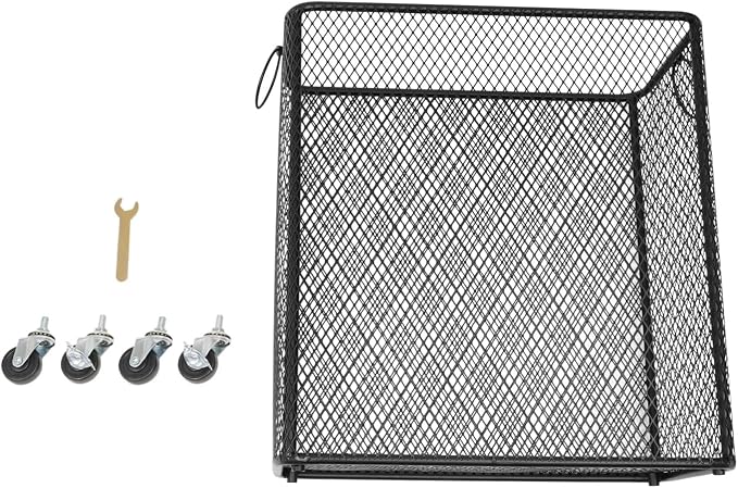 Laundry Hamper with Wheels, Rolling Laundry Basket Cart, Rectangular Metal Mesh Clothes Hamper with Metal Pull Handle for Laundry Room and Bedroom(Black, 16.9" x 9" x 17.7")