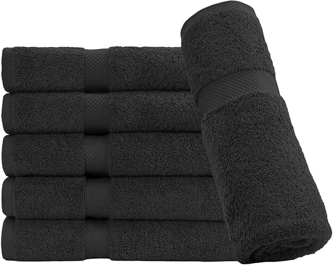 HERCULEAN Premium Bath Towels 24 x 48 Pack of 6 | Quick Dry and Highly Absorbent | 100% Cotton Terry Towels for Bathroom - Perfect for Shower - Pool and Spa - Luxury Soft Towels - Charcoal Grey