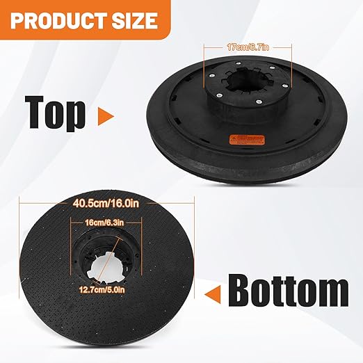 16" Floor Buffer Pad Driver Holder Attachment with 2 Inch Built-in Riser Fits for 17" Floor Buffers Scrubbers, with Shower Feed Holes 5 Inch Center Hole, Universal Pad Holder Attachment