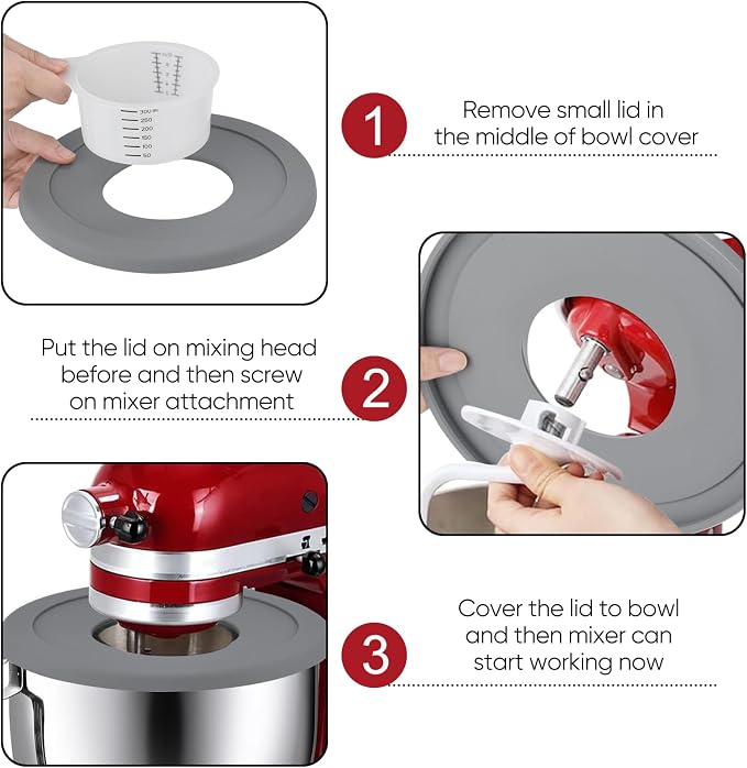 Stainless Steel Bowl Compatible with Kitchenaid Mixer 4.5/5QT，With Grey Lid,5 Quart Stainless Bowl for Kitchen Aid Mixing,With Green Lid