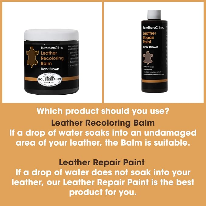 Furniture Clinic The Original Leather Recoloring Balm | Red Leather Dye | Repair Scratched, Faded, & Worn Leather | Restore Your Leather Couches, Sofas, Car Seats, and Furniture | 250 ml / 8.5 fl oz