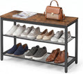 HOOBRO Shoe Bench, 3-Tier Shoe Rack, Industrial Shoe Organizer Storage Bench, 29.5 inches Entry Bench with Mesh Shelves, for Entryway, Living Room, Hallway, Easy Assembly, Rustic Brown BF75HX01