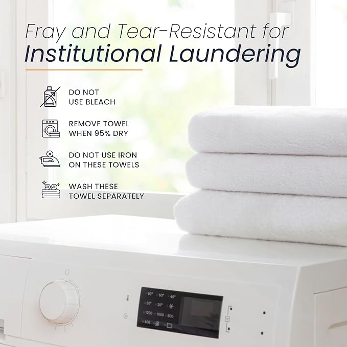 belem Fast Drying Hotel Towels - Pack of 60 (24x48) White Large Bath Towels Bulk - Lightweight, Super Absorbing, Soft & Durable Terry Towels for Commercial & Hotel Use - 8 lbs/Dozen (010603)