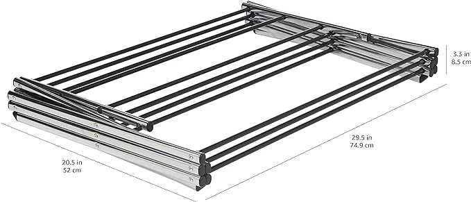 Amazon Basics Foldable Portable Metal Clothes Drying Rack for Indoor Air Drying, Energy Saving, 14.5 x 29.5 x 41.8 inches, Chrome Silver