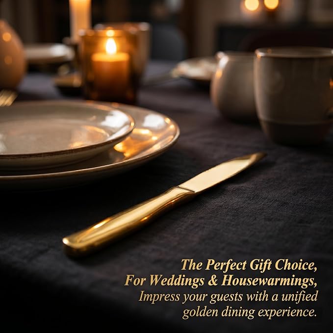McCook® Knife Sets, Golden Titanium Stainless Steel Kitchen Knife Block Sets with Built-in Sharpener, 15 Piece Knives, Restaurant Grade Sharp, Elegant Gold & Stylish Wooden Block for Modern Culinary | German Forged Stainless Steel,15 PC,Razor Sharp,Ant...