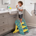 Onasti Folding Step Stool with Adjustable Height, 3-Step Converts to 2-Step, Sturdy Anti Slip Bathroom Step Stool for Toilet, Bathroom Sink, Kitchen Counter, Space Saving Design for Home Use- Green