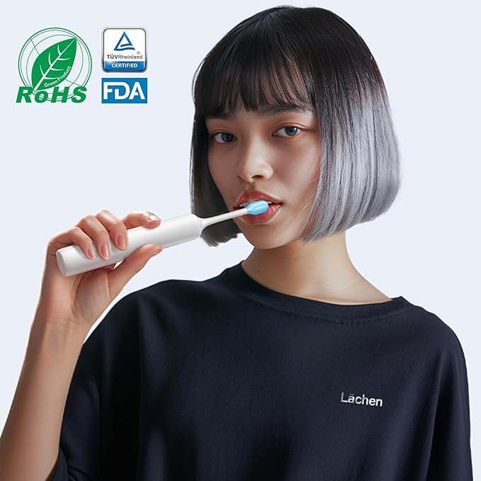 MGW Electric Toothbrush - Sonic Electric Toothbrush for Adults,Smart Timers & 3 Modes (3 Intensity Levels Each), IPX8 Waterproof, 4 Brush Heads, Travel Case, White