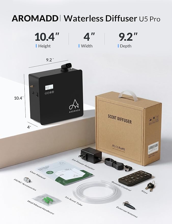 2026 Upgraded 3500 Sq.Ft HVAC Scent Diffuser for Home, Smart Whole House Scent System with App & Remote Control, Hotel Collection Waterless Diffuser for Large Room, Cold Air Tech, 600mL, Black