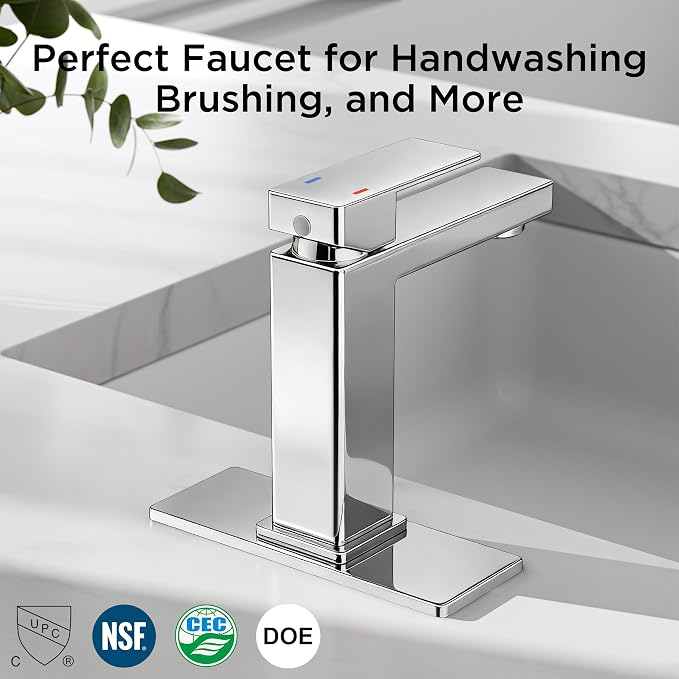 FORIOUS Bathroom Faucets for 1 or 3 Hole Sink, Chrome Single Handle Bathroom Faucet with Pop-up Drain and Supply Lines, Suitable for Vanity RV Lavatory Restroom