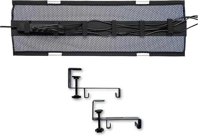 PERFECT POSTURE Mesh Cable Organizer – Clamp-Mounted Under Desk Cable Management, Flexible Mesh, Easy-Access Design, & Standing Desk Compatible – 38” (White)
