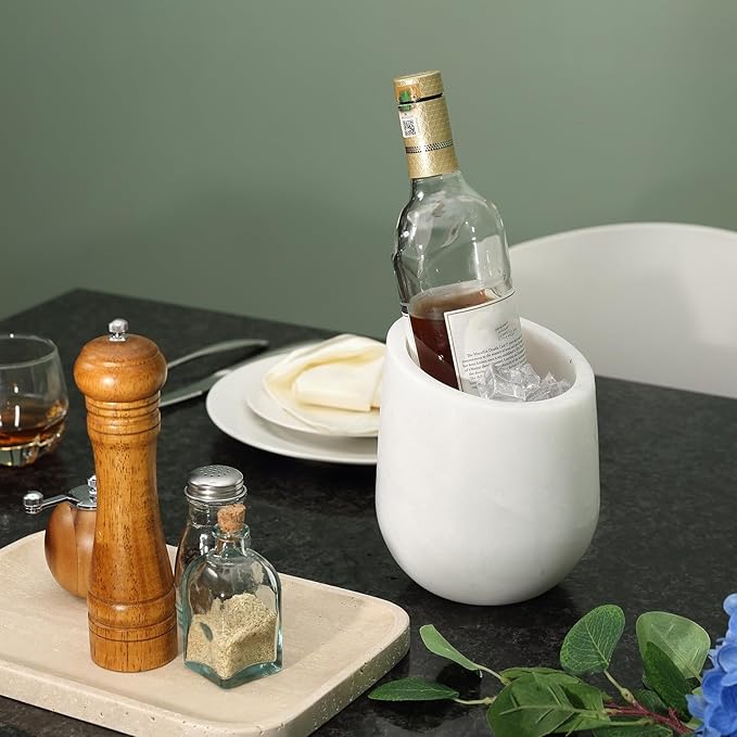 BCS Marble Wine Bottle Chiller Bucket - Versatile Wine & Champagne Chillers for Bottles - Applicable to Kitchen Utensil Holder That Also Serve as Lamp Shade