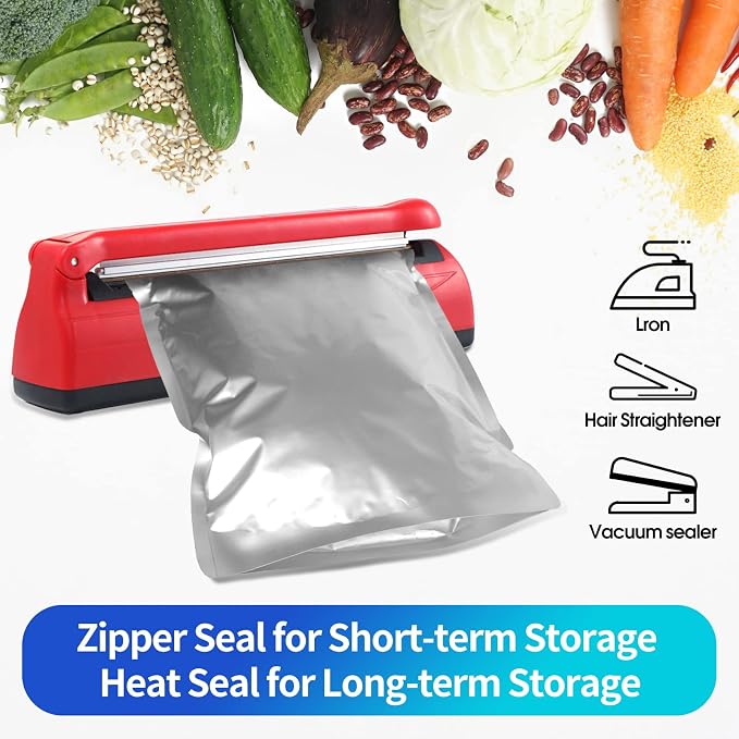 15 Mil 5 Gallon Mylar Bags for Food Storage with 2500cc Oxygen Absorbers - 55 Pack Mylar Bags Include 5 Gallon, 1 Gallon,1 Quart, 100 Pcs Labels and 500cc Oxygen Absorbers for Long Term Food Storage