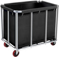 Commercial Laundry Cart with Wheels, 400L Large Rolling Laundry Cart with Steel Frame and Oxford Cloth, Heavy Duty Industrial Laundry Cart for Home,Hotel,Laundry Room, 441 lbs Load (Black-10)