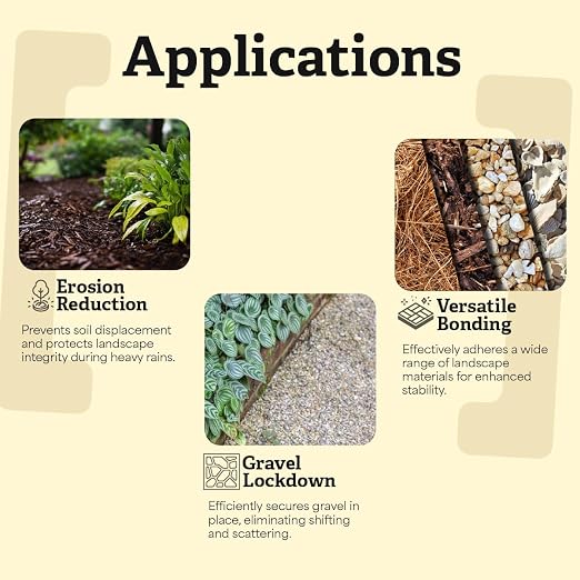 TerraLock Mulch Glue 20 Gallon, Landscape Adhesive for Mulch & Gravel | Locks down mulch, pea gravel, rock & pine straw. Easy spray & hold, weather resistant, Made in USA