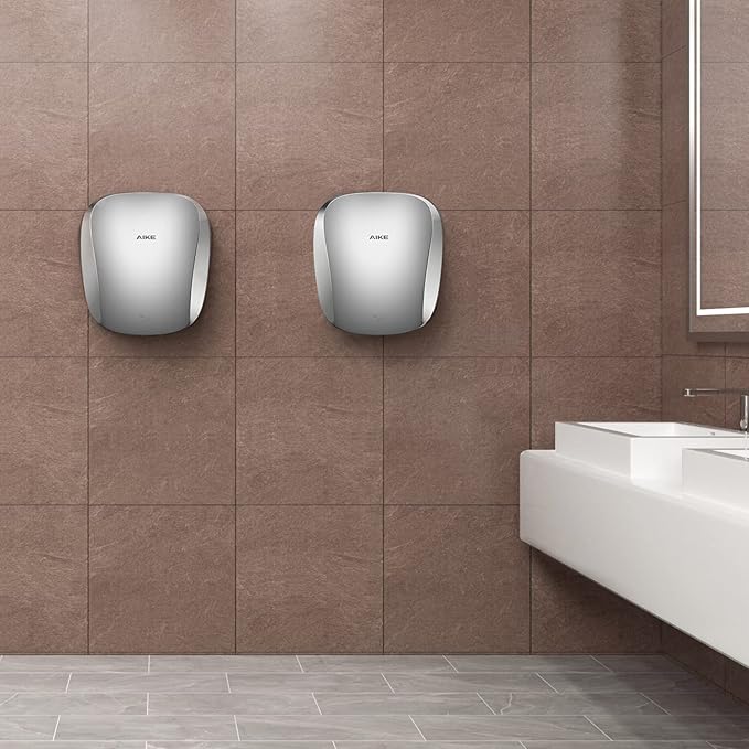 AIKE Air Tank Heavy Duty Hand Dryer HEPA Filter UL Approved 120V 1400W Polished Stainless Steel Finish Model AK2903