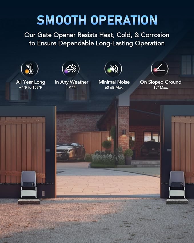 CO-Z 3300 lb Automatic Sliding Gate Opener with 2 Remote Controls, Electric Rolling Driveway Fence Slide Gate Motor, Complete Gate Operator Hardware Security System Kit for Sliding Gate Up to 40 Feet