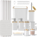 XLHOMO Bathroom Set - 25PC White Bathroom Set with Shower Curtain and Rugs, Bathroom Accessories Set, White Shower Curtain Set with Bathroom Trash Can