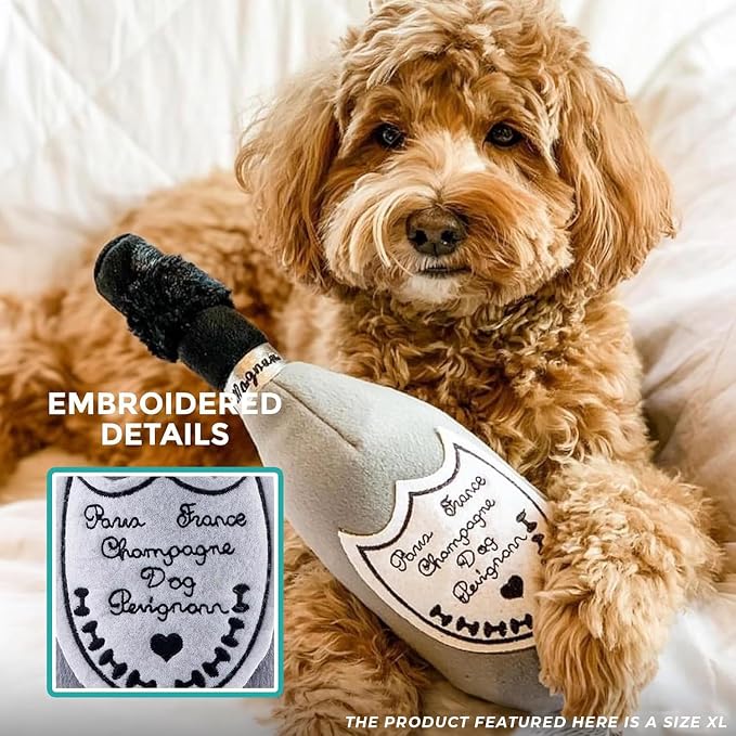 Haute Diggity Dog Pop The Bubbly Pawty Bundle, Plush Dog Toys for Small, Medium & Large Dogs, 3-Pack Durable Stuffed Champagne-Inspired Pet Toys with Interactive Squeaker, Machine-Washable & Safe