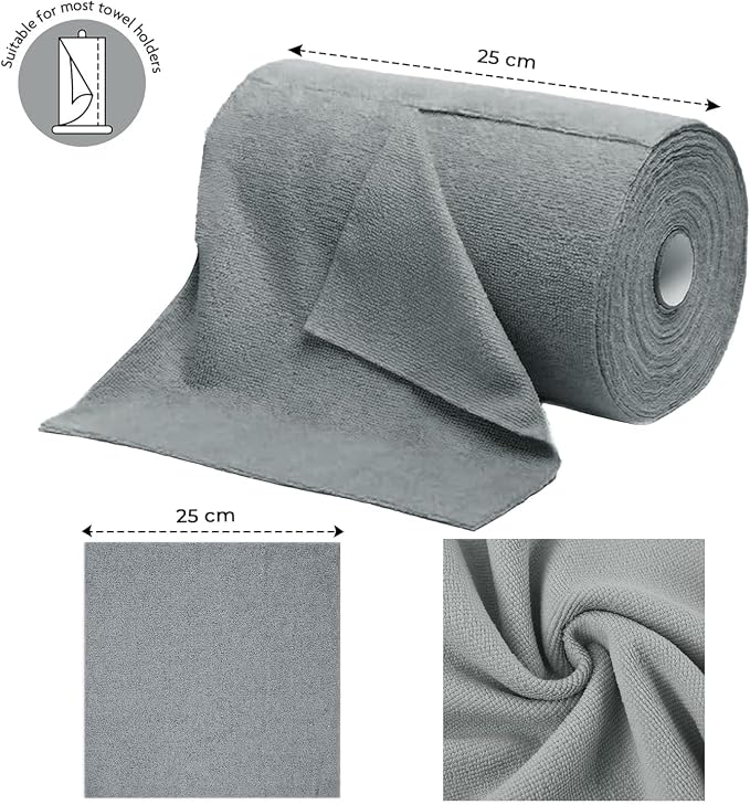 AS-Microfiber Cleaning Cloth Roll, 20Pcs Reusable Tear-Away Towels, 4000 Times Washable Ultra Absorbent Lint-Free Cleaning Cloths for Kitchen, Car, Garage & Home