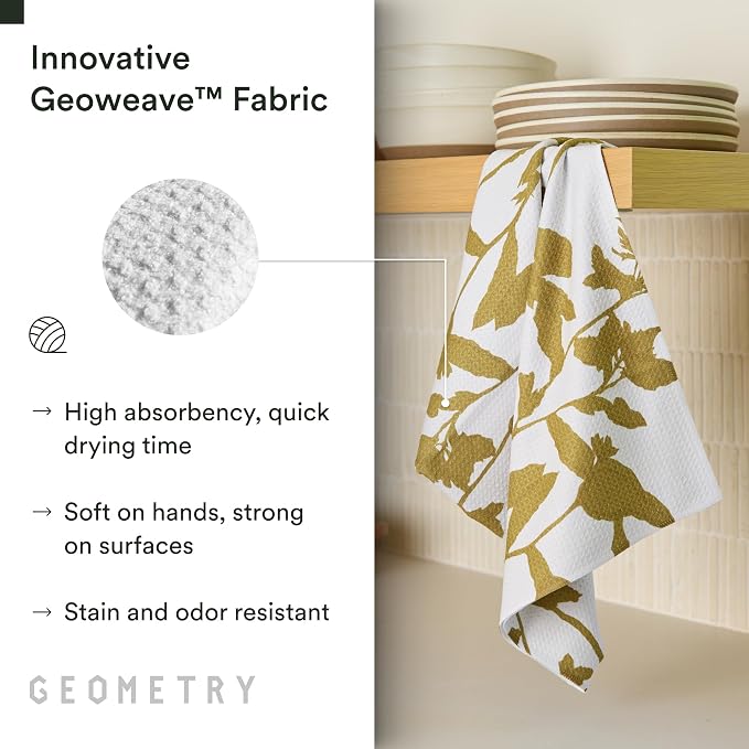 GEOMETRY Kitchen Tea Towels - Quick Dry Microfiber Dish Towels for Kitchen - Marrow 18" x 30" - 1 Pack