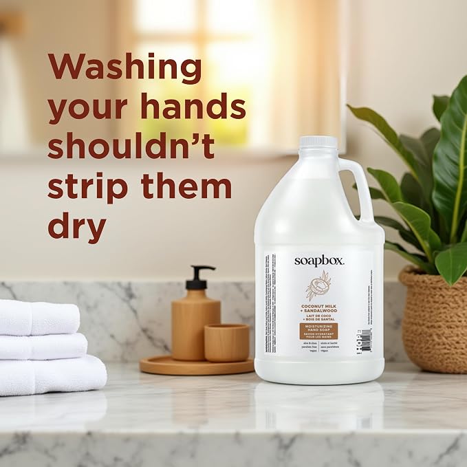 Soapbox Liquid Hand Soap Gallon Refill, Coconut Milk & Sandalwood | Vegan, Paraben Free, Moisturizing, Natural Hand Wash for Kitchen and Bathroom, 128oz Gallon Refill (Pack of 1)