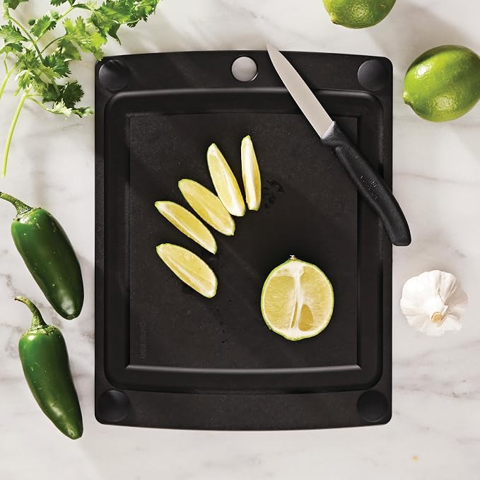 Epicurean All-In-One Cutting Board with Non-Slip Feet and Juice Groove - Non-toxic, Dishwasher Safe, Made in the USA, 11.5" x 9", Slate