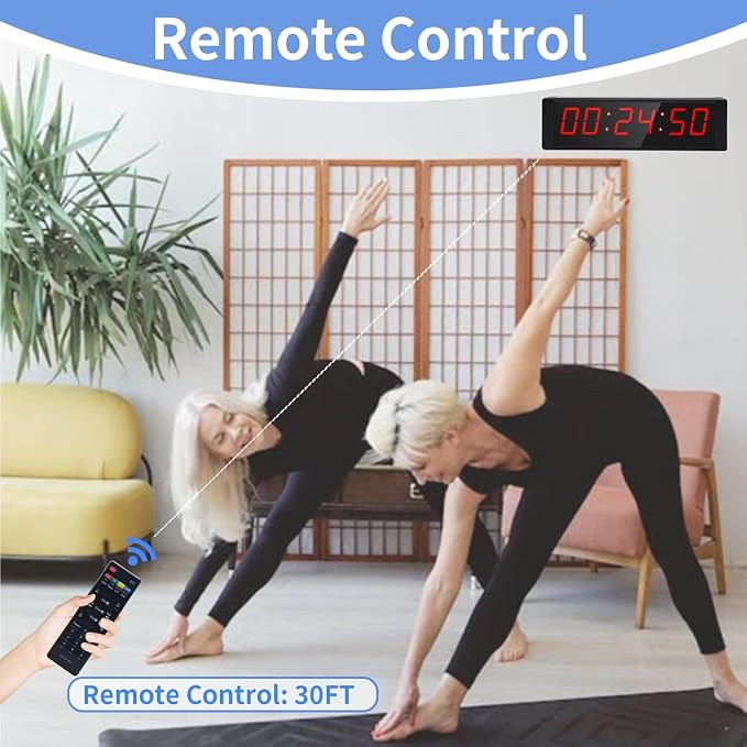 Large Stopwatch with Start/Stop Button, LED Digital Timer with Remote, Countdown Clock with Buzzer, Gym Clock for Home Gym, Interval Timer for Workout, Rechargeable (with Stand)