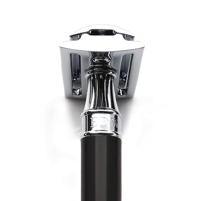 Edwin Jagger DE86 Classic Double Edge Manual Eco-Friendly and Reusable Safety Razor for Men and Women for Shaving Cream or Soap Fits All DE Razor Blades (Imitation Ebony)
