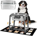 2.8 Gallon Elevated Dog Water Bowl, ADENGL Height Adjustable (10.4–15.2'') Raised Stainless Steel Bowl with Spill-Proof Mat & Sturdy Metal Stand, Tip-Proof, Easy to Clean, Indoor & Outdoor Use