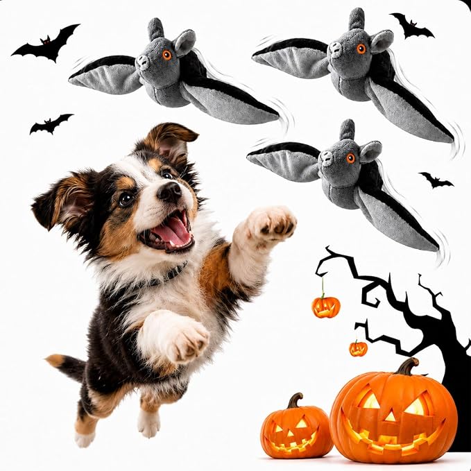 Flying Bat Dog Toy, Flapping Wings Interactive Pet Teaser (3PCS) | USB Rechargeable | Chirping Sounds | Hanging & Ground Play | Realistic Flight Motion | Cat & Dog Exercise