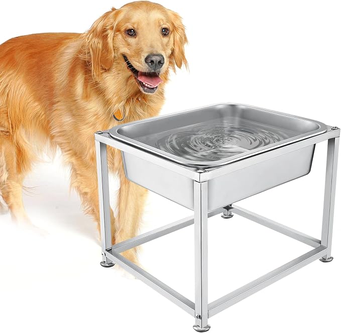 2 Gallons Large Elevated Dog Water Bowl - 11.5''H Durable Stainless Steel Raised Dog Bowl with Stand for Large Dogs, Easy to Clean and Assemble for Indoor Outdoor | 11.5'' H Sturdy Stainless Steel Raised Dog Bowl with Stand for Large Dogs, Easy to Clea...
