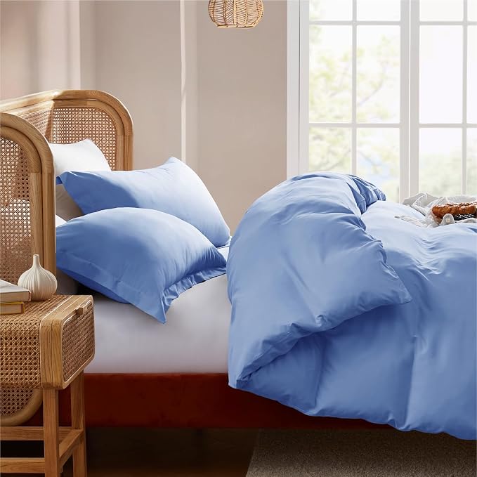 Nestl Calm Blue Duvet Cover King Size - Soft Double Brushed King Duvet Cover Set, 3 Piece, with Button Closure, 1 Duvet Cover 104x90 inches and 2 Pillow Shams