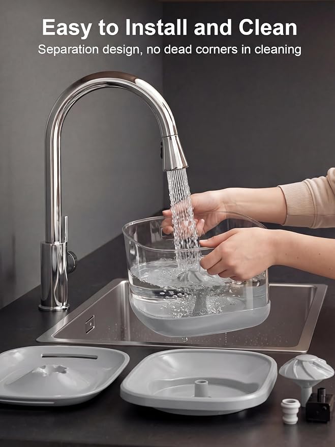 Kastty 9.5L/2.5Gal Dog Water Fountain for Large Dogs with 3 Flow Modes | Large Capacity Pet Water Fountain , Automatic Quite Dog Water Bowl Dispenser with Water Window & LED,Easy to Clean(FS82,Grey)