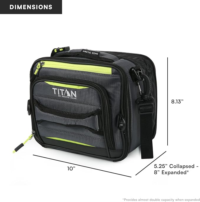 Arctic Zone Titan Deep Freeze Fridge Expandable Insulated Horizontal Lunch Pack, Grey | Durable, insulated lunch bag with leak proof, easy clean lining, keeps food fridge cold up to 6 hours, for adults and kids
