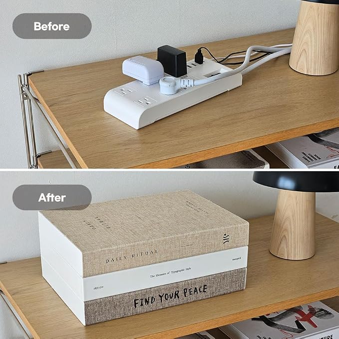 Book Shape Decorative Cable Management Box - Expandable Cable Organizer Box with Magnetic Closure for Home & Office (Daily Trust, Large)
