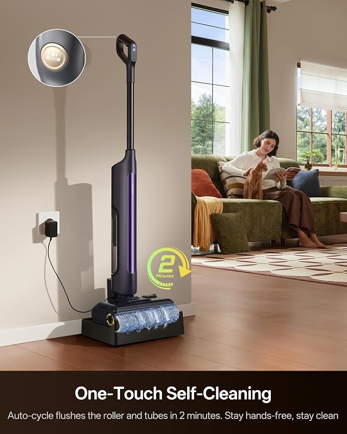 Ultenic Wet Dry Vacuum Cleaner, Vacuum Mop for Wet & Dry Messes, 180° Lay-Flat & Auto Self-Cleaning, 60Mins Runtime ＆ Edge-Cleaning, Anti-Tangle Roller for Hard Floor and Pet Hair, AC1 TriFlex