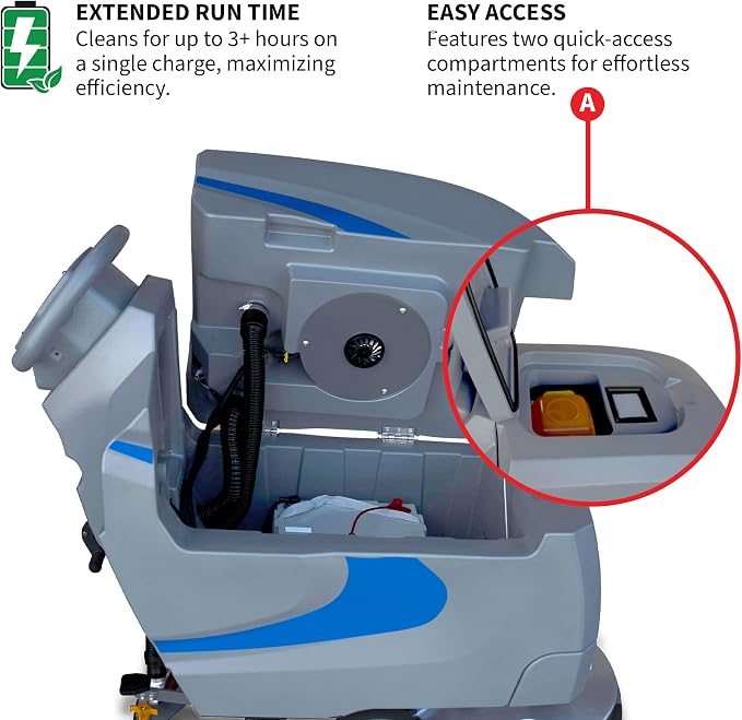 20” Auto Floor Scrubber Cleaner with Power Mop Brush Squeegee Cordless 24V Battery Powered